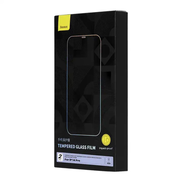 Protezione Schermo Baseus Corning in Vetro Temperato per iPhone 14 Pro con filtro antipolvere integrato