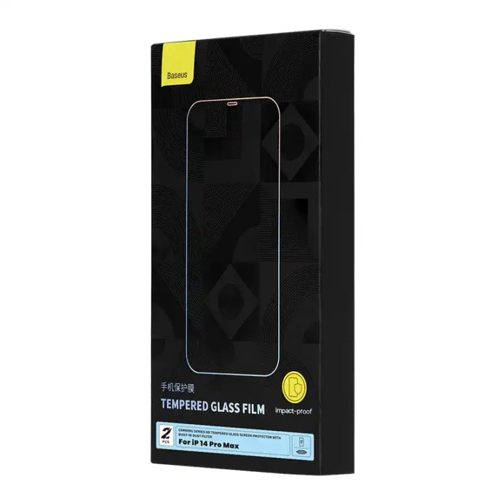 Vetro Temperato Baseus Corning per iPhone 14 Pro con filtro antipolvere integrato