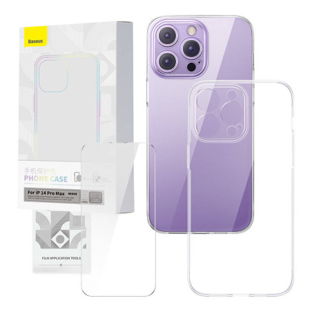 Set Baseus Corning Custodia Trasparente e Vetro Temperato per iPhone 14 Pro Max