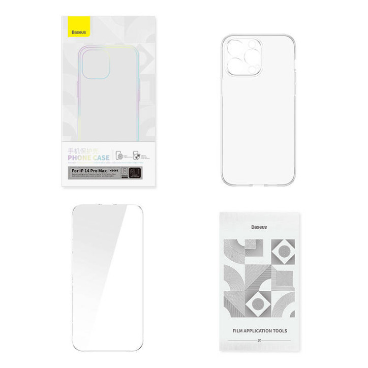 Set Baseus Corning Custodia Trasparente e Vetro Temperato per iPhone 14 Pro Max