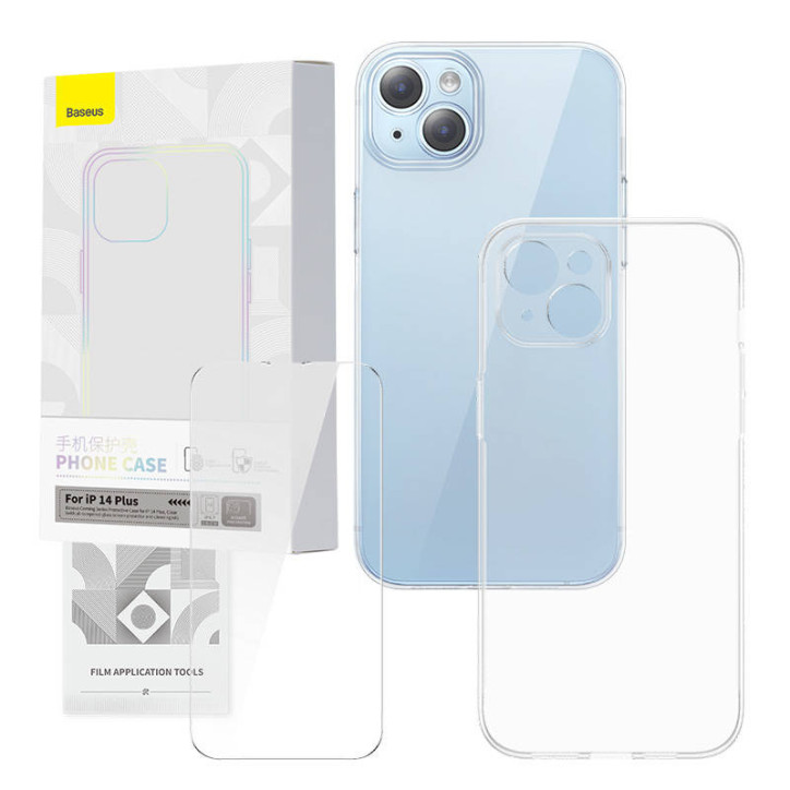 Baseus Set Cover Trasparente e Vetro Temperato Corning per iPhone 14 Plus