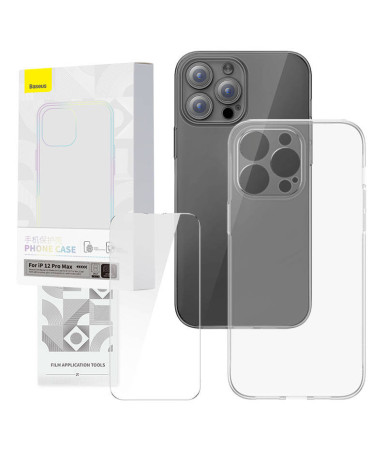 Set Cover Trasparente e Vetro Temperato Baseus Corning per iPhone 12 Pro Max