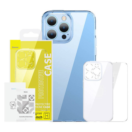 Baseus SuperCeramic Set Custodia Trasparente in Vetro + Pellicola Protettiva per iPhone 14 Plus