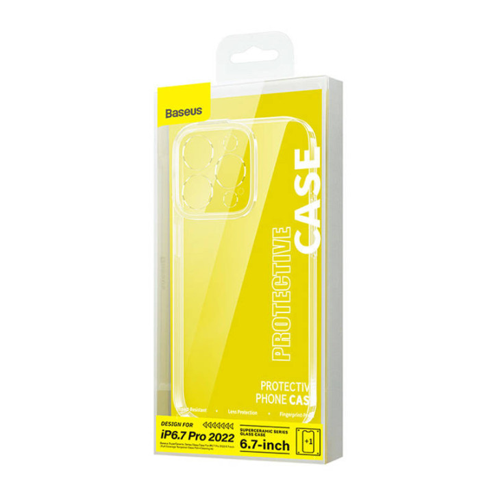 Baseus SuperCeramic Set Custodia Trasparente in Vetro + Pellicola Protettiva per iPhone 14 Plus