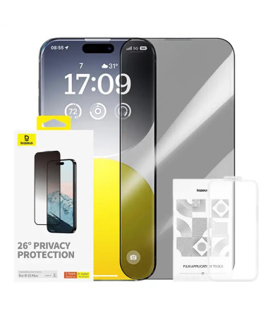 Privacy Protection Tempered Glass Baseus Diamond iPhone 15 Plus