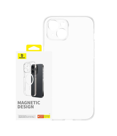 Magnetic Phone Case for iPhone 15 Plus Baseus OS-Lucent Series (Clear)