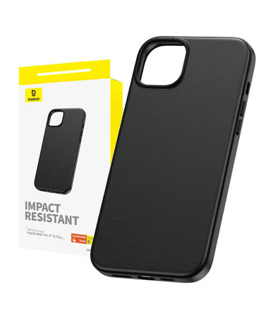 Phone Case for iPhone 15 Plus Baseus Fauxther Series (Black)