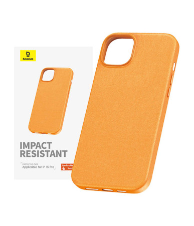 Phone Case for iPhone 15 ProMax Baseus Fauxther Series (Orange)