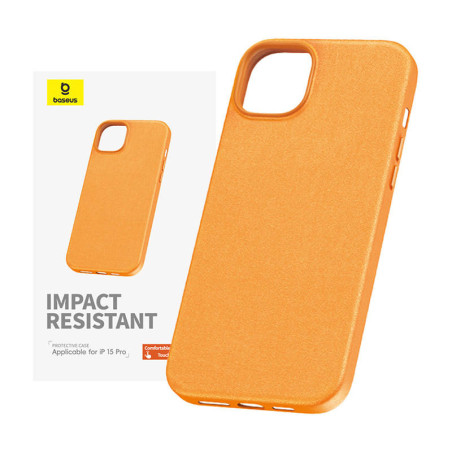 Custodia Baseus Fauxther Series per iPhone 15 Pro Max (Arancione)