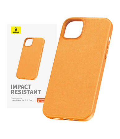 Cover per iPhone 15 Plus Baseus Fauxther Series (Arancione)