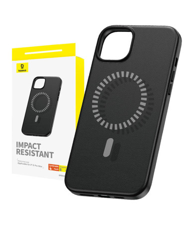 Magnetic Phone Case for iPhone 15 ProMax Baseus Fauxther Series (Black)