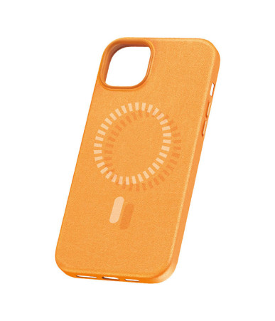 Magnetic Phone Case for iPhone 15 Plus Baseus Fauxther Series (Orange)