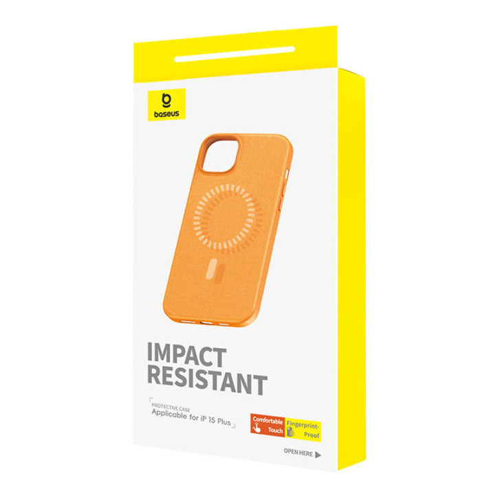 Baseus Fauxther Series Custodia Magnetica per iPhone 15 Plus (Arancione)