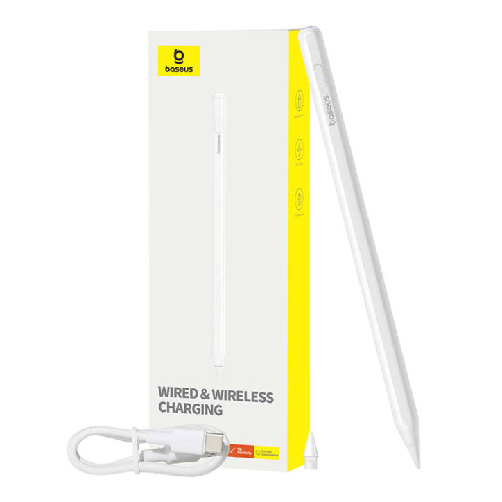 Baseus Smooth Writing Series Active Stylus Bianco con Ricarica Wireless e Cablata