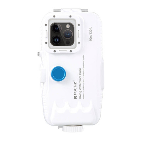 Puluz Custodia Impermeabile Bianca per iPhone 15 Plus/Pro Max/14 Plus/Pro Max/13 Pro Max/12 Pro Max/11 Pro Max