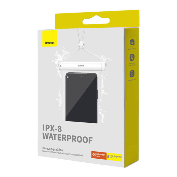 Custodia Impermeabile Baseus AquaGlide con Blocco a Scorrimento Cilindrico (Bianco)