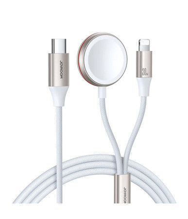 Fast Charging Magnetic Charger 2-in-1 Joyroom S-IW012 30W 1.5m (White)