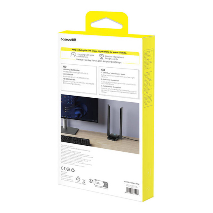 Baseus FastJoy WiFi Adapter 1800Mbps Nero