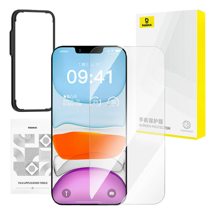 Vetro temperato privacy Baseus Superior HD per iP 11 Pro/X/XS + kit pulizia e EasyStick