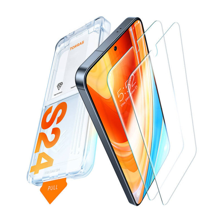 Torras Install Master Vetro Temperato per Samsung S24+ con Kit di Installazione