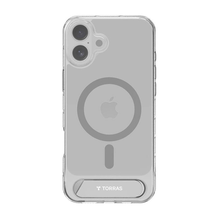 Torras Pstand Series Custodia per iPhone 16 Plus Trasparente