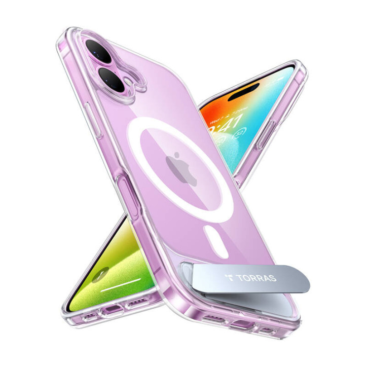 Torras Pstand Series Custodia per iPhone 16 Plus Trasparente
