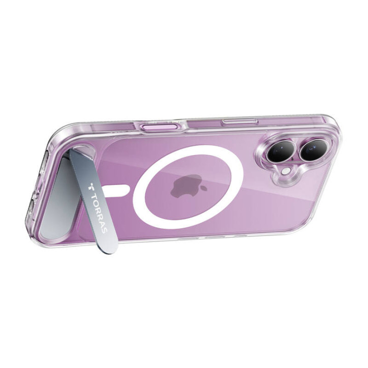 Torras Pstand Series Cover per iPhone 16 Plus (Trasparente)