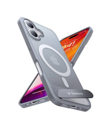Torras Pstand Series Custodia per iPhone 16 Plus Titanio Grigio