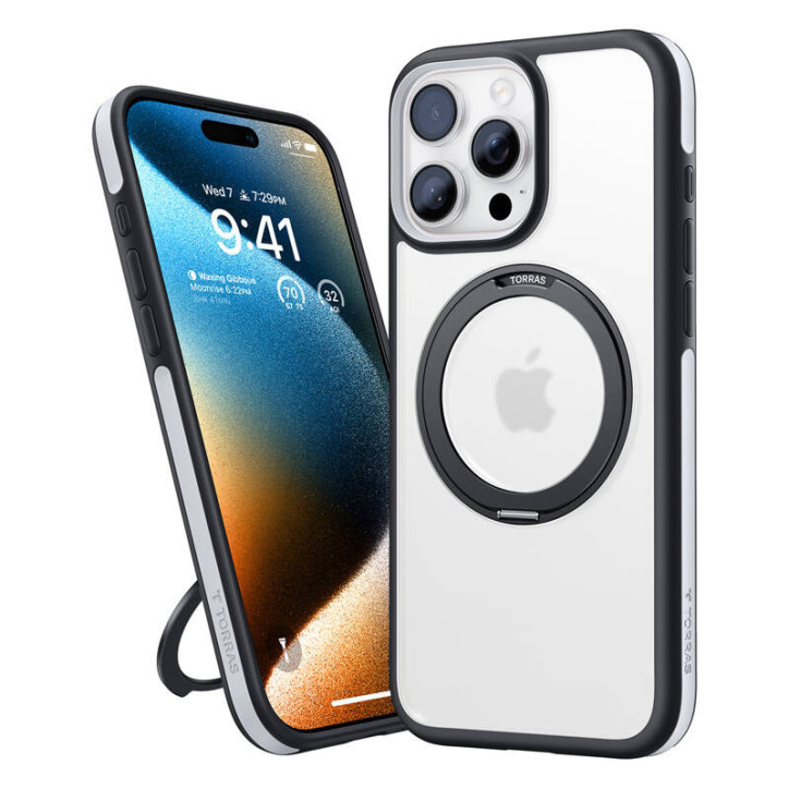 Torras Ostand R Fusion Case per iPhone 16 Pro (Nero)