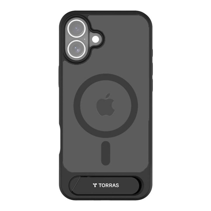 Torras Pstand Series Custodia per iPhone 16 Plus Nera