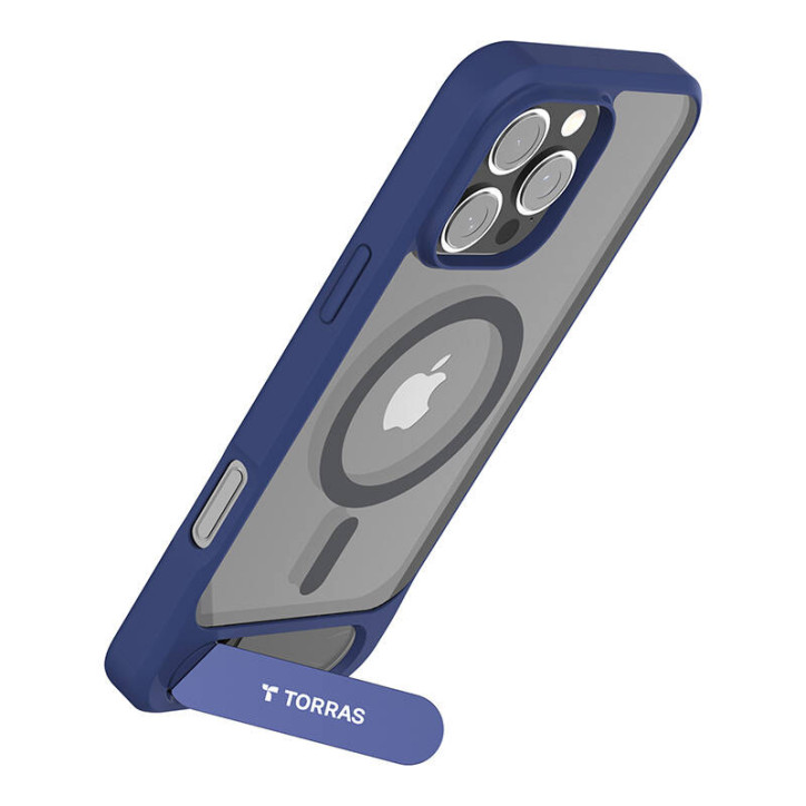 Torras Pstand Series Cover per iPhone 16 Pro (Blu)
