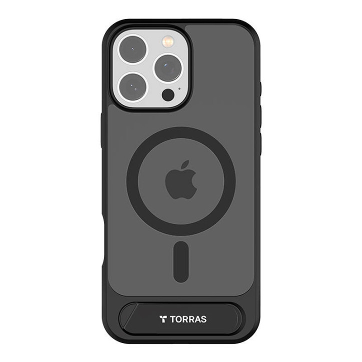 Torras Pstand Series Cover per iPhone 16 Pro Max Nero
