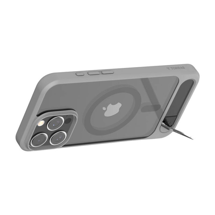 Torras Pstand Series Cover per iPhone 16 Pro Max (Grigio)