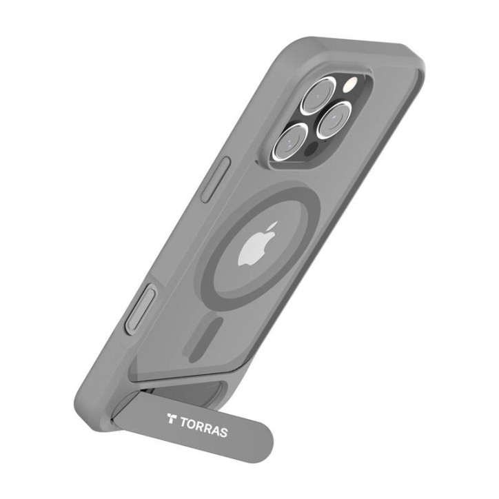 Torras Pstand Series Cover per iPhone 16 Pro Max (Grigio)