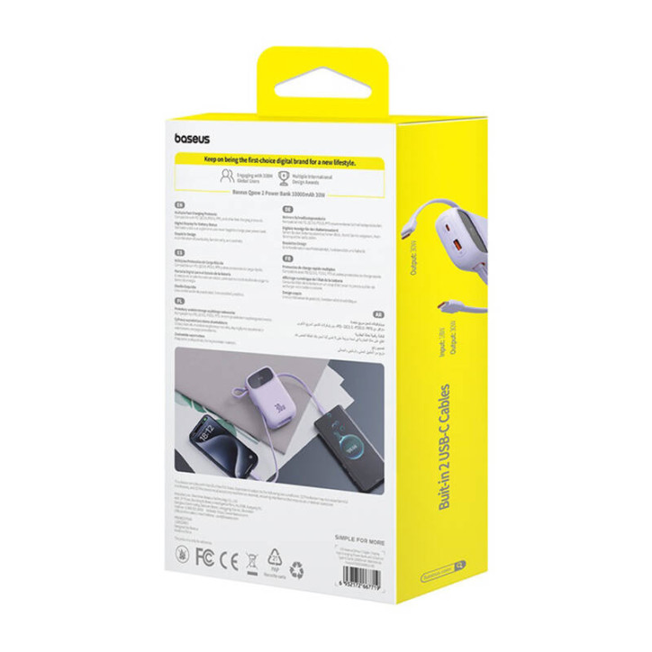 Baseus QPow 2 Powerbank 10000mAh 30W 2xUSB-C Viola