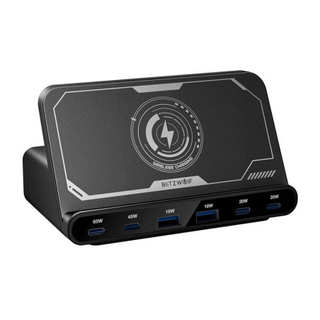 Blitzwolf BW-S27 160W, 2xUSB-A, 4xUSB-C, caricatore wireless 15W (Nero)