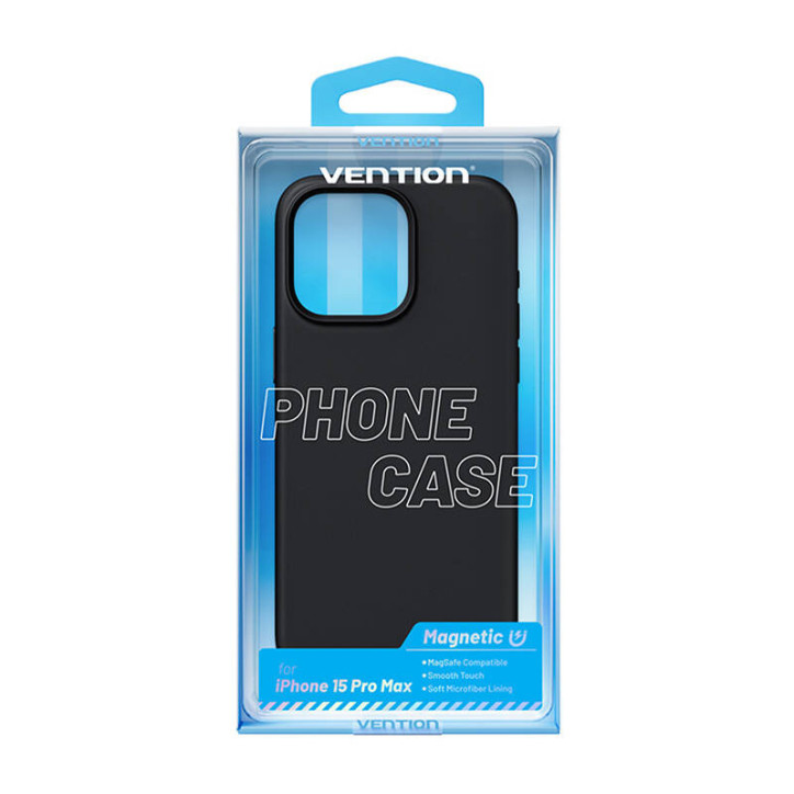Vention KUFB0-40 Custodia in Silicone per iPhone 15 Pro Max (Nero)