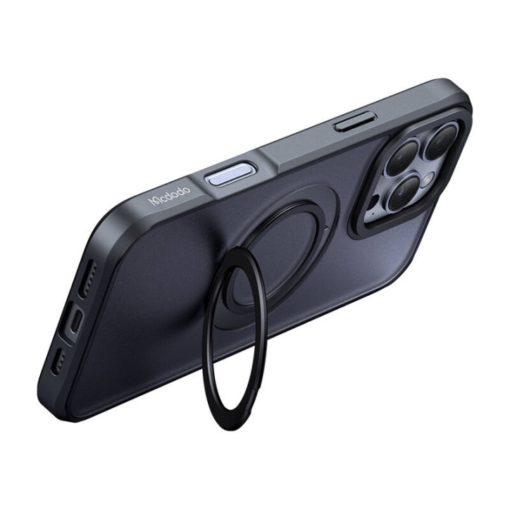 Custodia MagSafe McDodo PC-4932 per iPhone 16 Pro con stand (Nero)