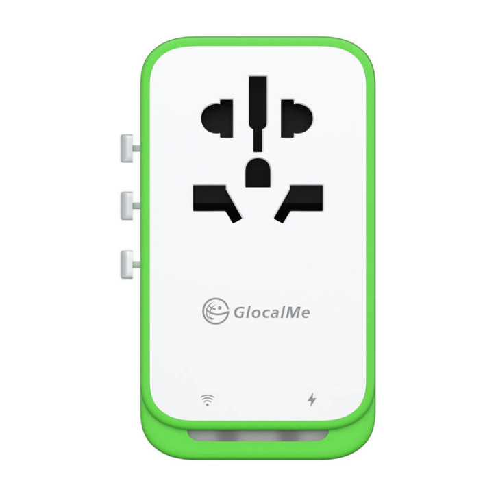GlocalMe Roamplug Adattatore Universale con Hotspot 4G/LTE Wi-Fi Cloud SIM Bianco