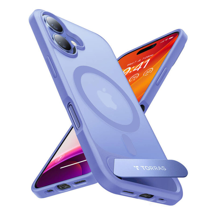 Torras Pstand Series Cover per iPhone 16 (Blu)