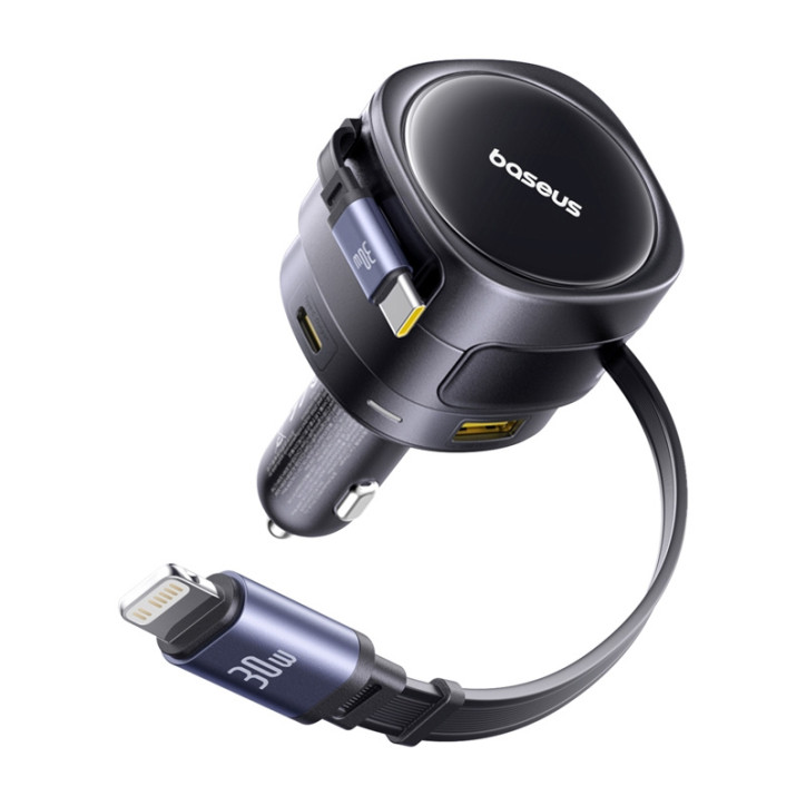 Baseus Enjoyment Max Caricatore da auto 90W USB-C+Lightning, USB-A+USB-C Nero