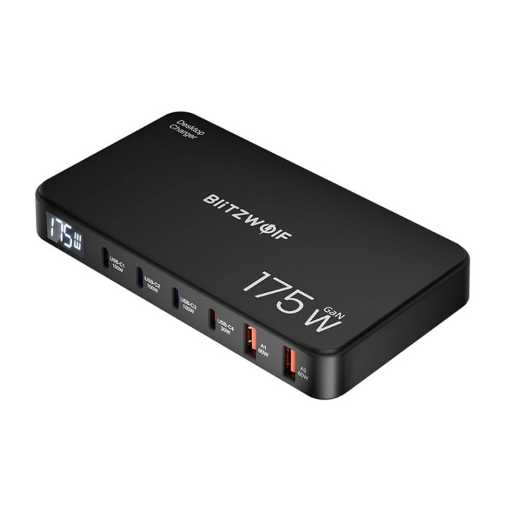 Blitzwolf BW-S30 Stazione di Ricarica 6-in-1 175W 4xUSB-C + 2xUSB-A Nero