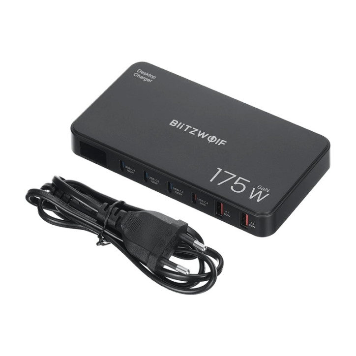 Blitzwolf BW-S30 Stazione di Ricarica 6-in-1 175W 4xUSB-C + 2xUSB-A Nero