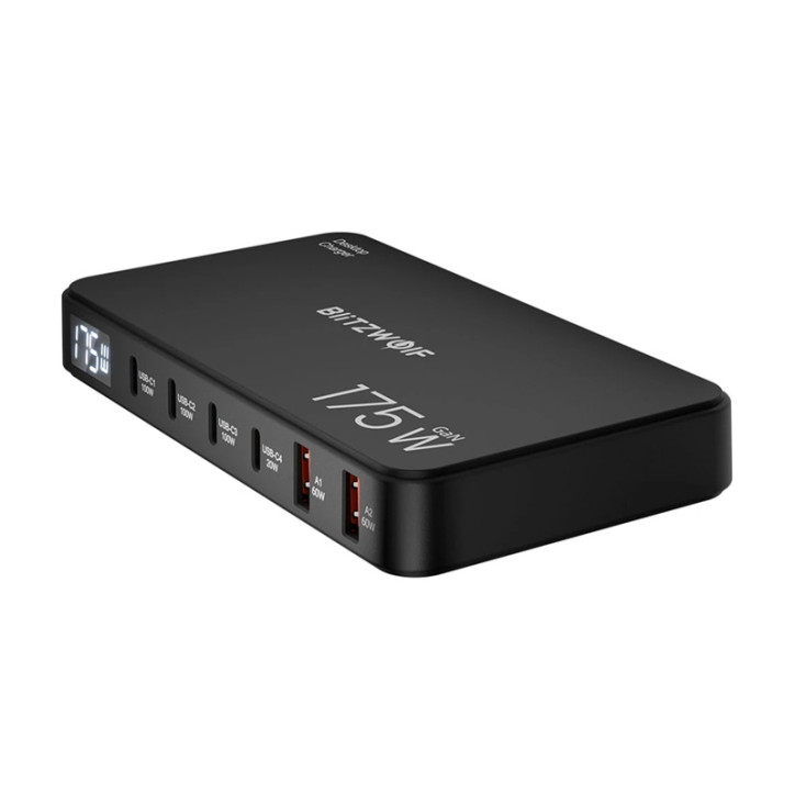 Blitzwolf BW-S30 Stazione di Ricarica 6-in-1 175W 4xUSB-C + 2xUSB-A Nero
