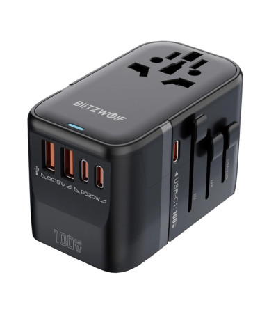 Blitzwolf BW-TA2 5-in-1 Travel Adapter 2xUSB PD + 2xC QC + C GaN 100W