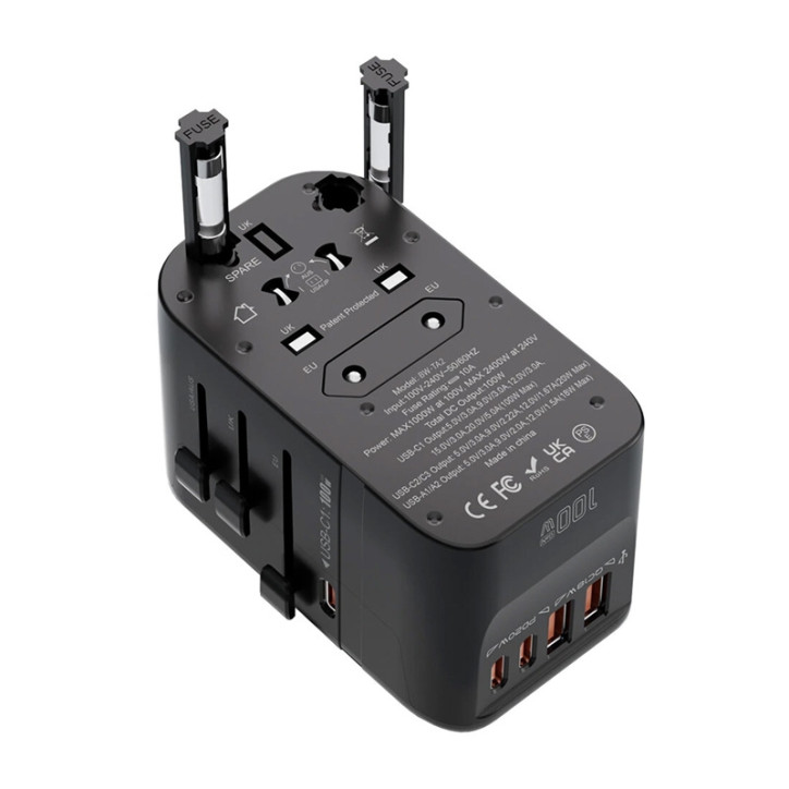 Blitzwolf BW-TA2 5-in-1 Travel Adapter 2xUSB PD + 2xC QC + C GaN 100W