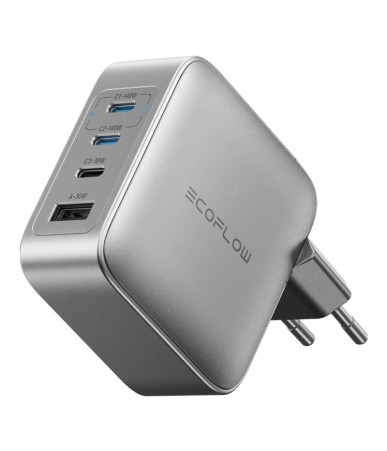 EcoFlow Caricatore RAPID Pro 140W GaN 3xUSB-C 1xUSB-A Argento