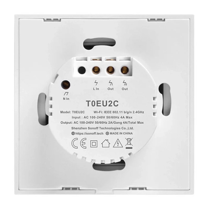 Sonoff T0 EU TX 2-channel Bianco Interruttore Smart WiFi