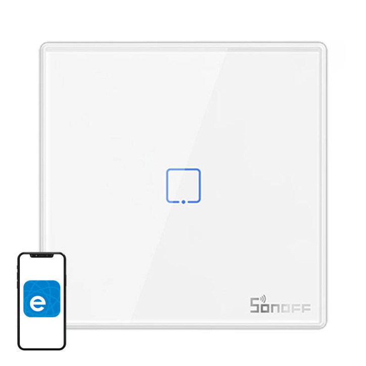 Interruttore a Parete Wireless Sonoff T2EU1C-RF 433MHz (1 Canale)