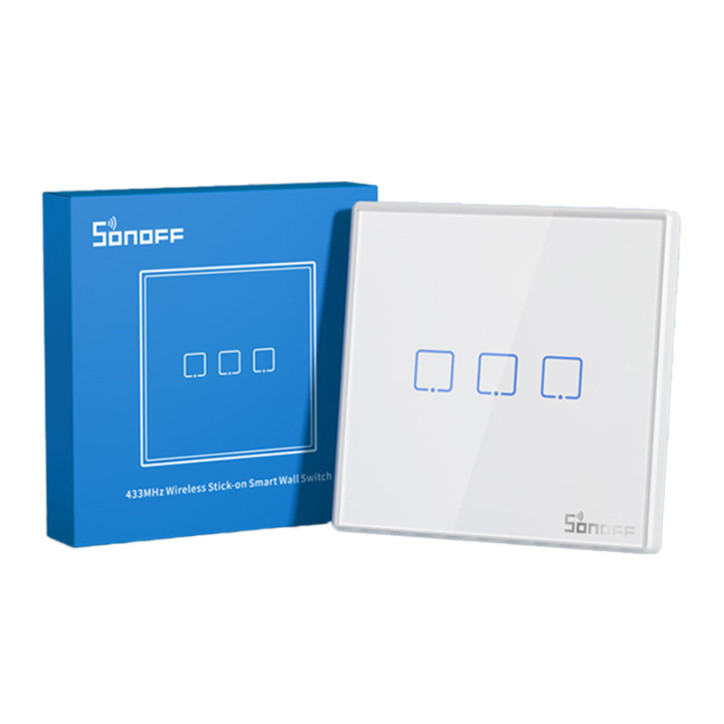 Sonoff T2EU3C-RF Interruttore Wireless Smart 3 Canali RF 433MHz Bianco